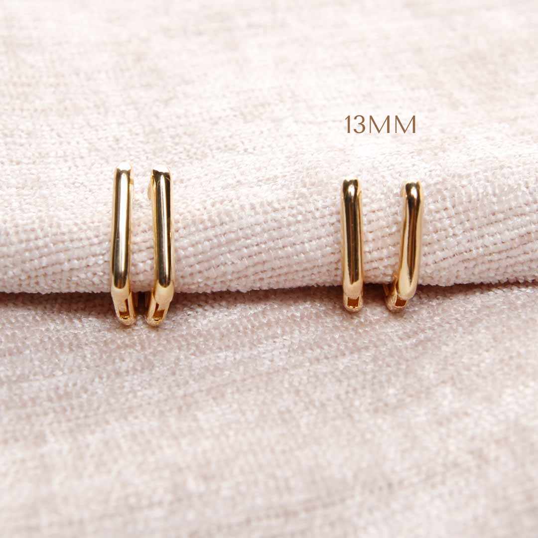 18K Gold Filled Rectangular Hoop Earrings - 2 Size Options