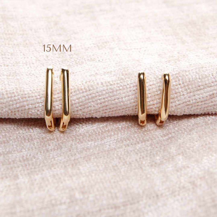 18K Gold Filled Rectangular Hoop Earrings - 2 Size Options