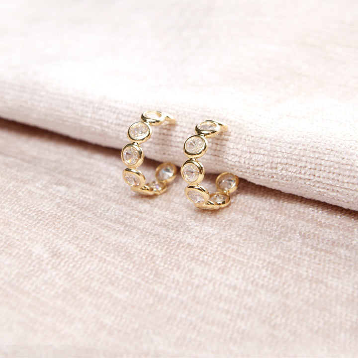 18K Gold Filled Crystal Dot Hoop Earrings