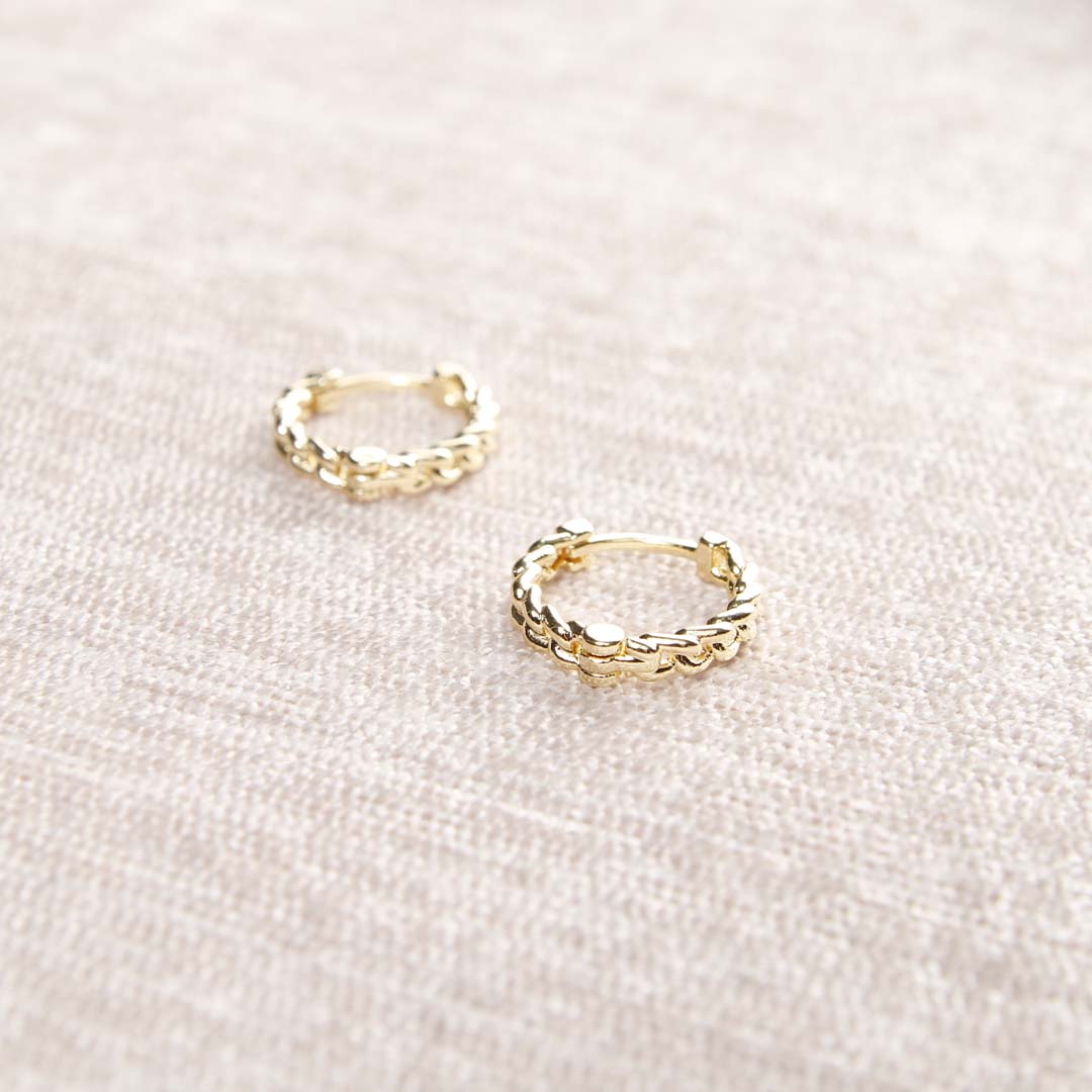 18K Gold Filled Cuban Chain Hoop Earrings