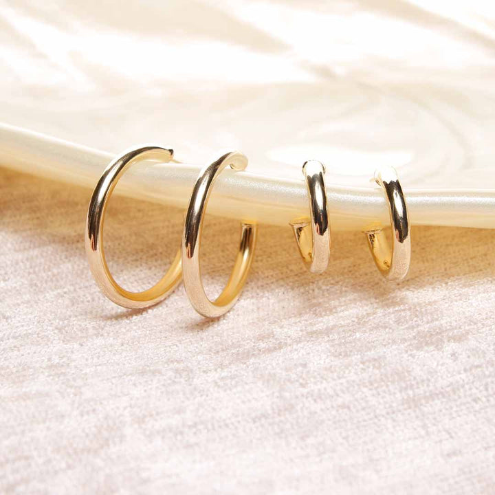 18K Gold Filled Classic Hoop Earrings - 2 Size Options