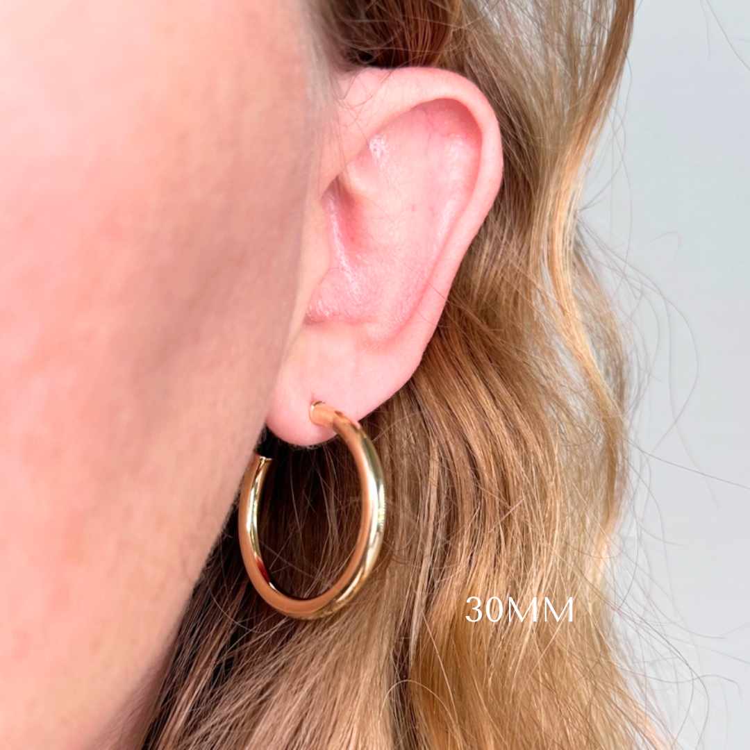 18K Gold Filled Classic Hoop Earrings - 2 Size Options