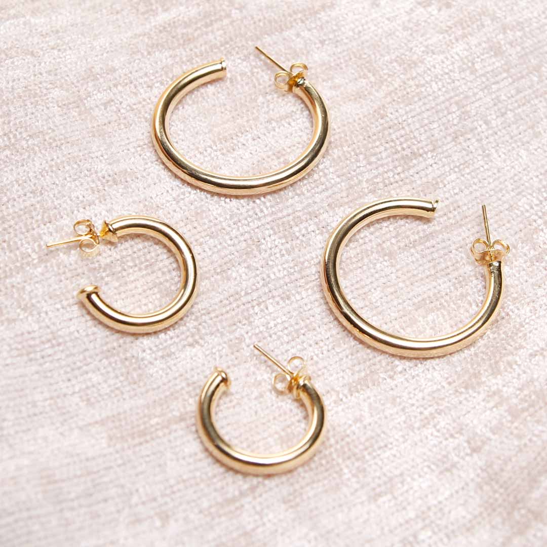 18K Gold Filled Classic Hoop Earrings - 2 Size Options