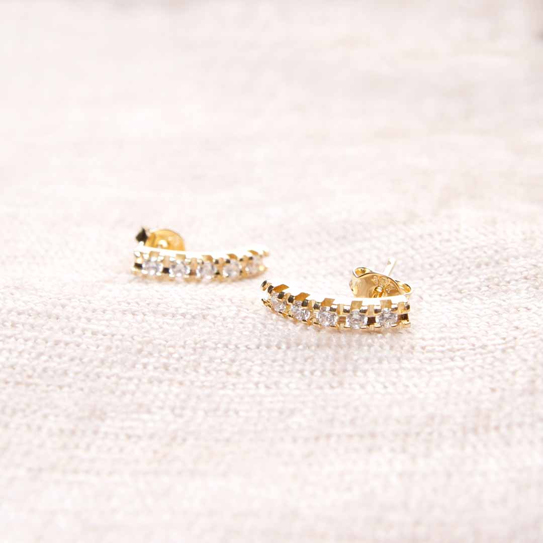 18K Gold Filled Crystal Bar Earrings