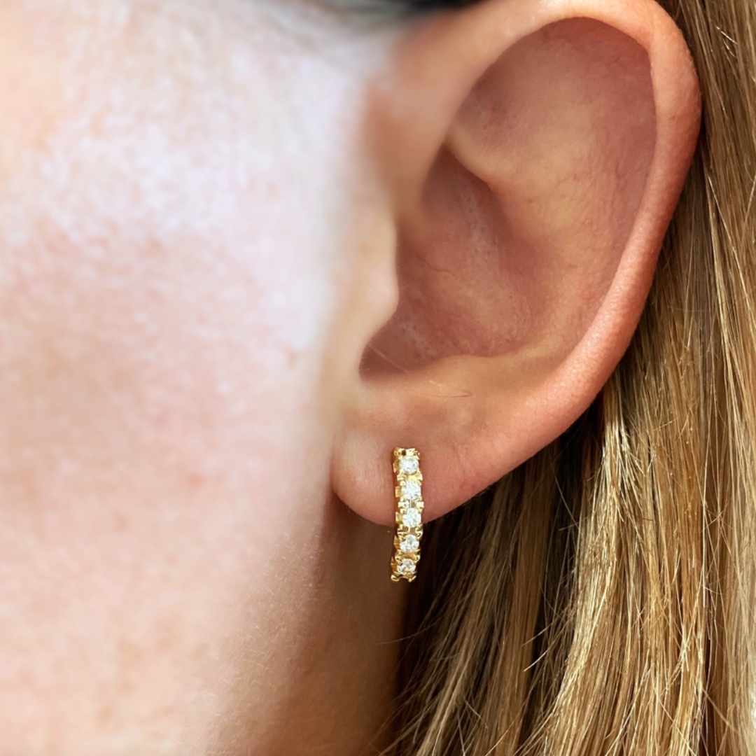 18K Gold Filled Crystal Bar Earrings