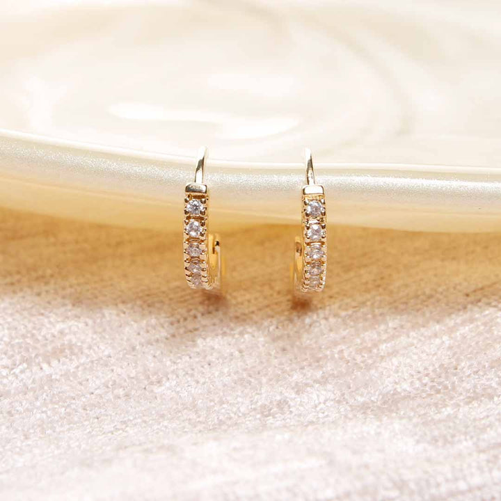 18K Gold Filled Dainty Crystal Hoop Earrings