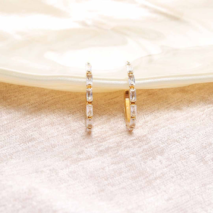 18K Gold Filled Crystal Hoop Earrings