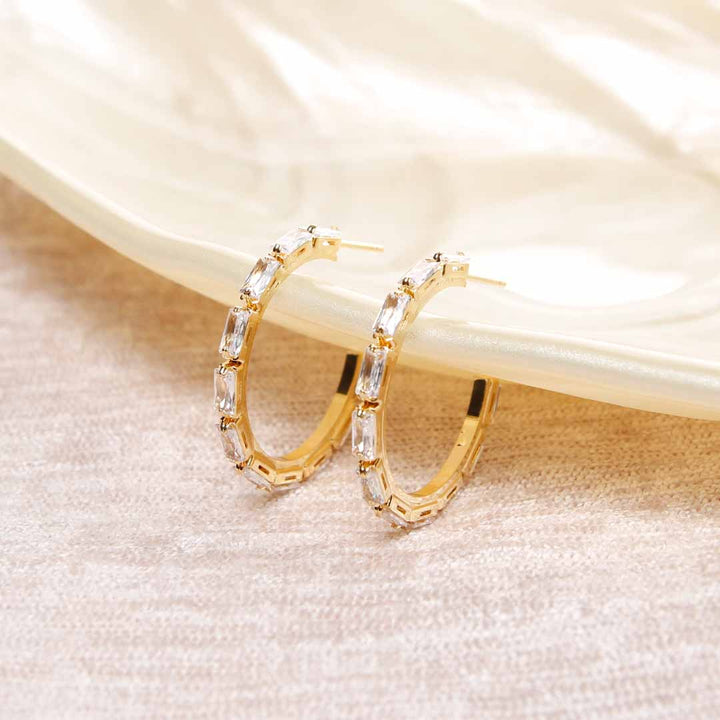 18K Gold Filled Crystal Hoop Earrings