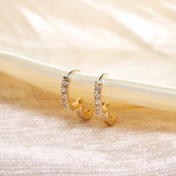 18K Gold Filled Dainty Crystal Hoop Earrings