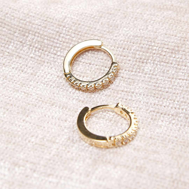 18K Gold Filled Dainty Crystal Hoop Earrings