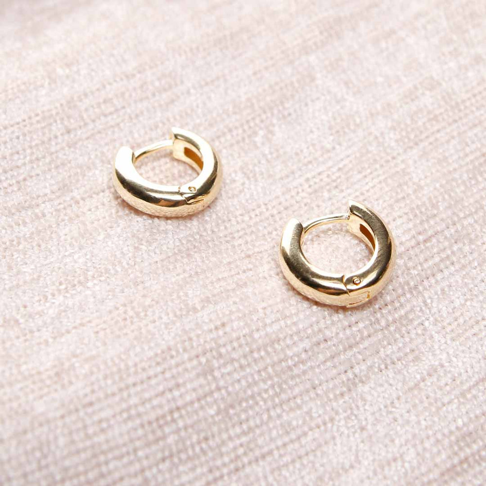 18K Gold Filled Dainty Hoop Earrings Clicker Style-Flat Lay 1