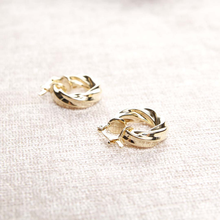 18K Gold Filled Italian Twist Hoop Earrings