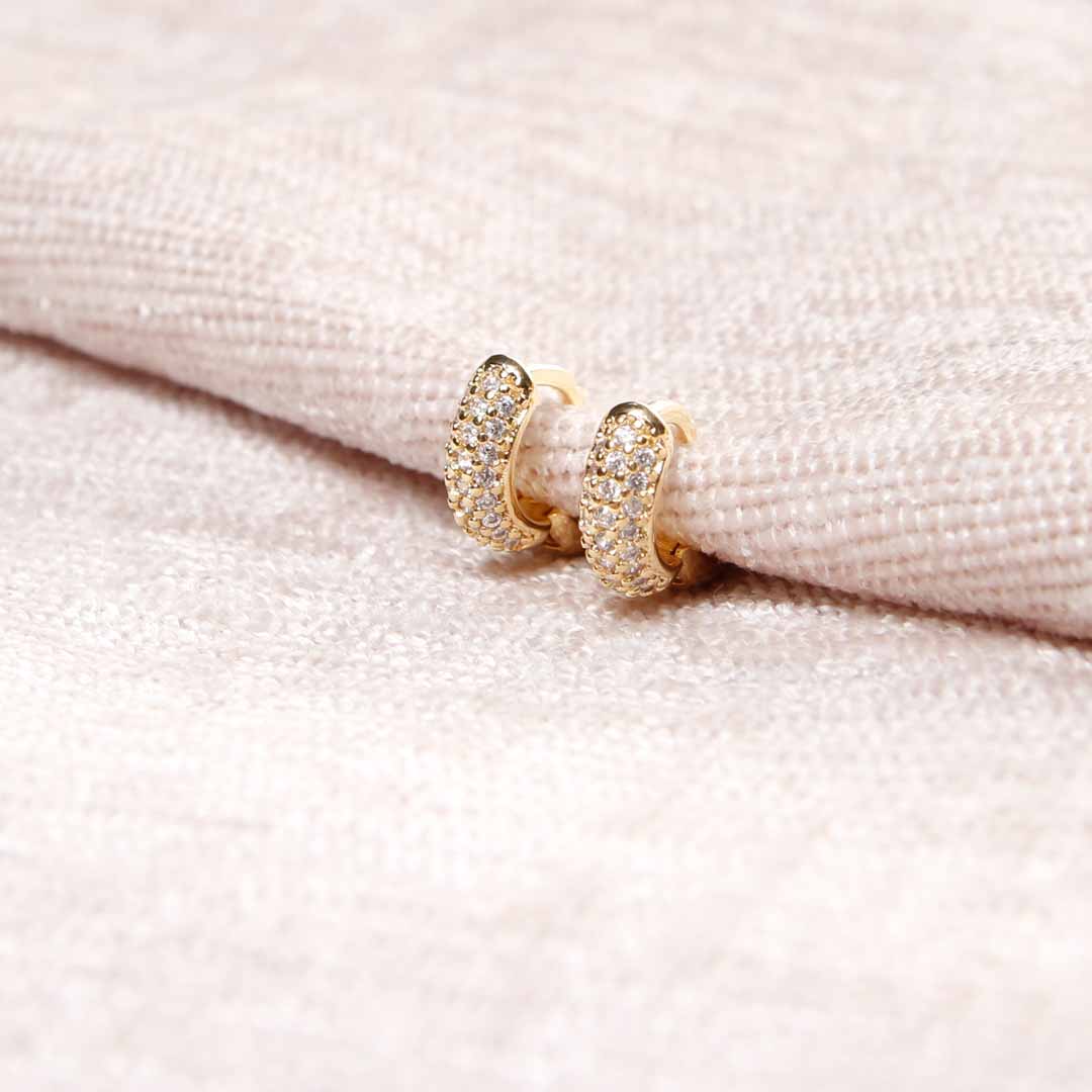 18K Gold Filled Mini Crystal Hoop Earrings