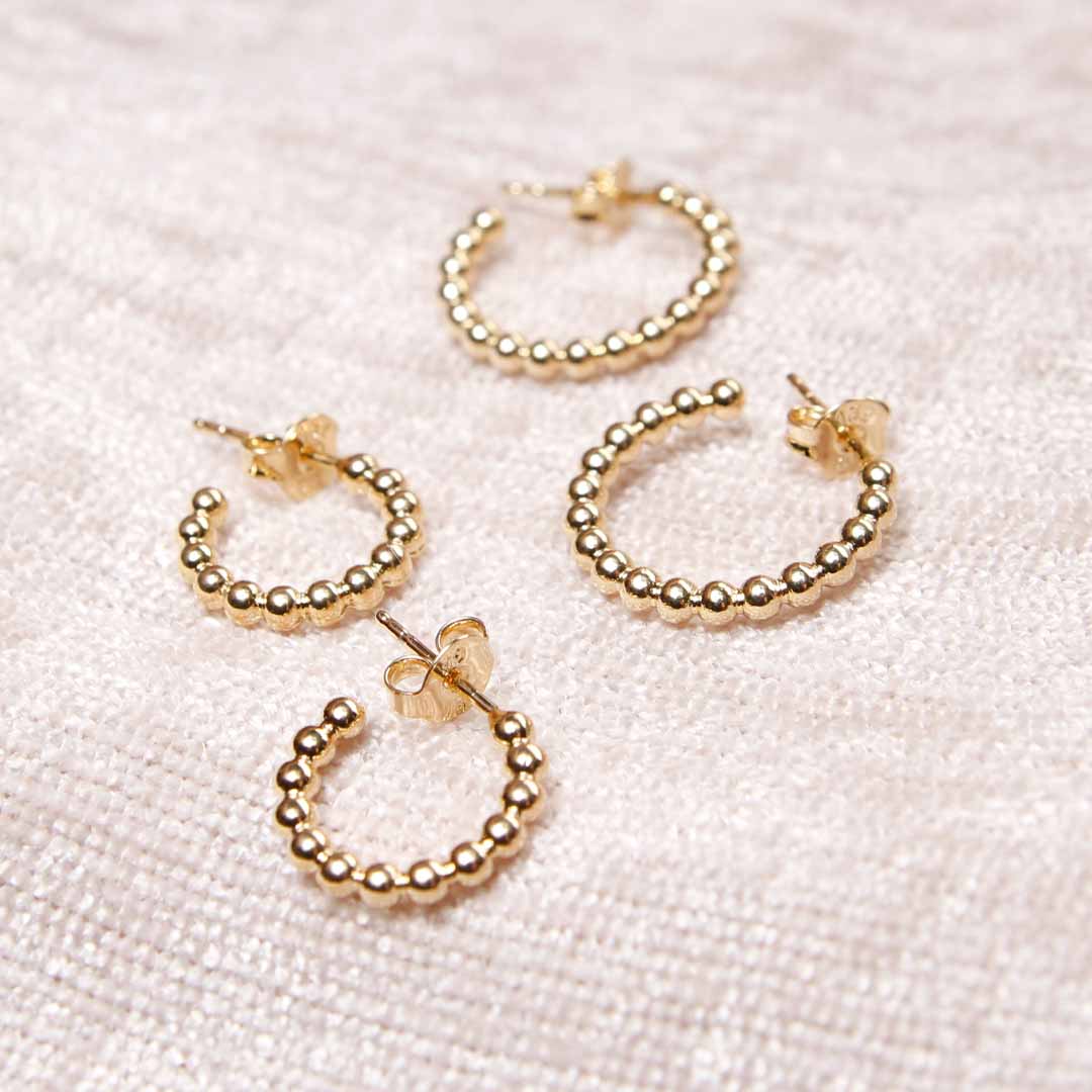 18K Gold Filled Pebble Hoop Earrings - 2 Size Options