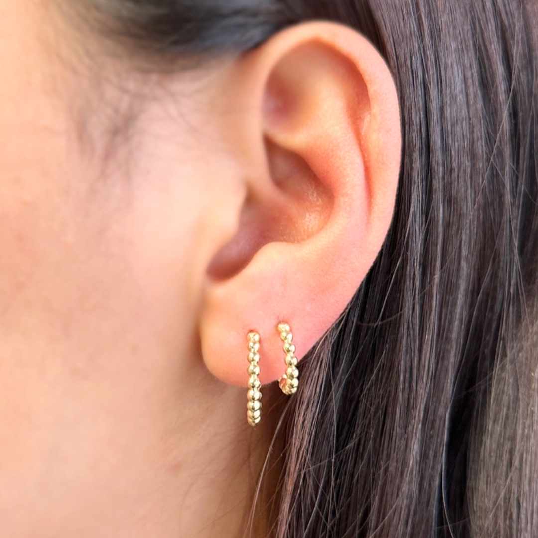 18K Gold Filled Pebble Hoop Earrings - 2 Size Options