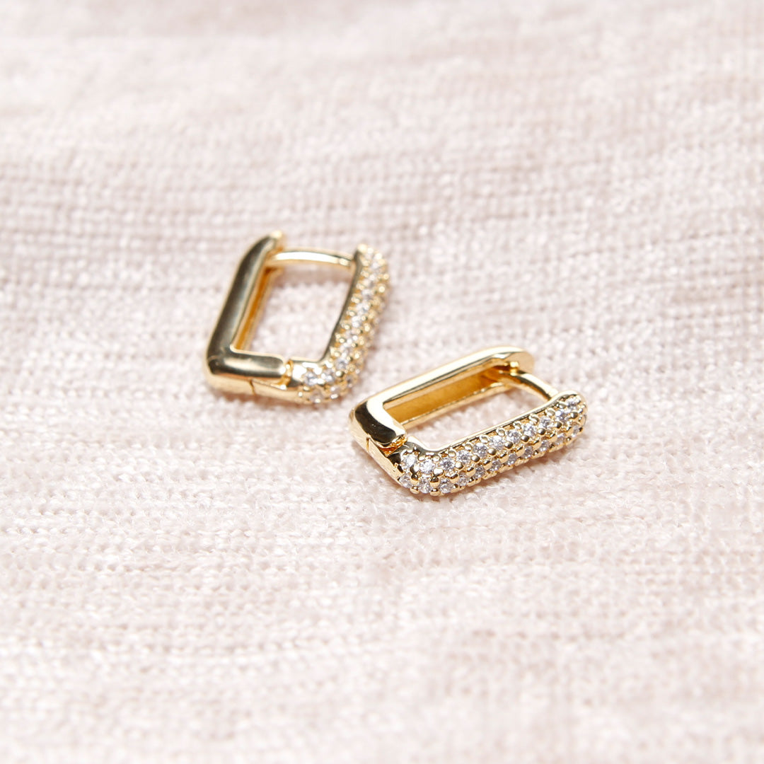 18K Gold Filled Rectangular Crystal Earrings