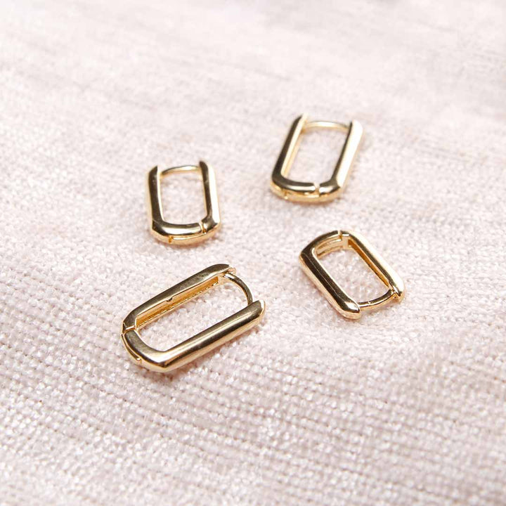 18K Gold Filled Rectangular Hoop Earrings - 2 Size Options