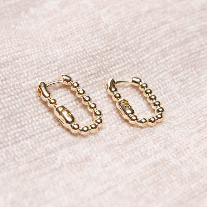 18K Gold Filled Rectangular Pebble Hoop Earrings