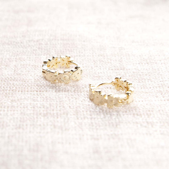 18K Gold Flower Hoop Earrings- Side2