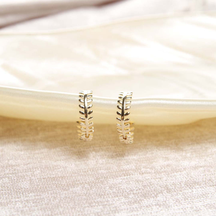 18K Gold Filled Leaf Hoop Earrings