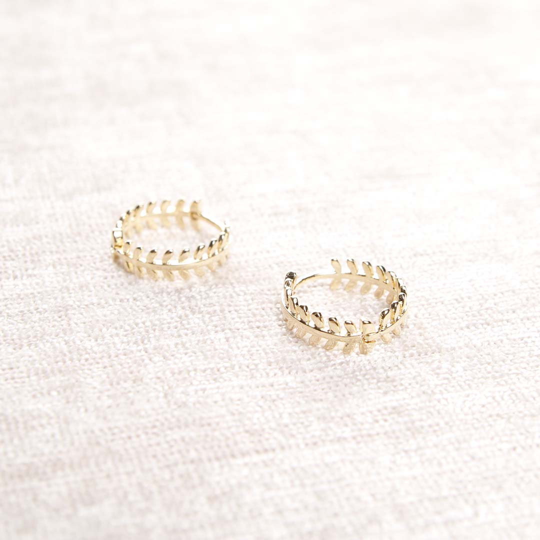 18K Gold Filled Leaf Hoop Earrings