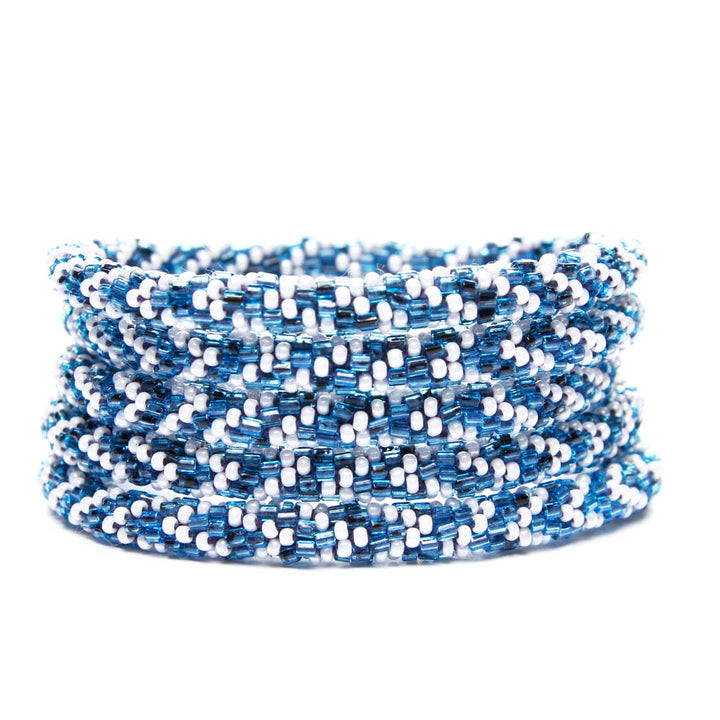 Aegean Blue Winter Beaded Bracelet Stack