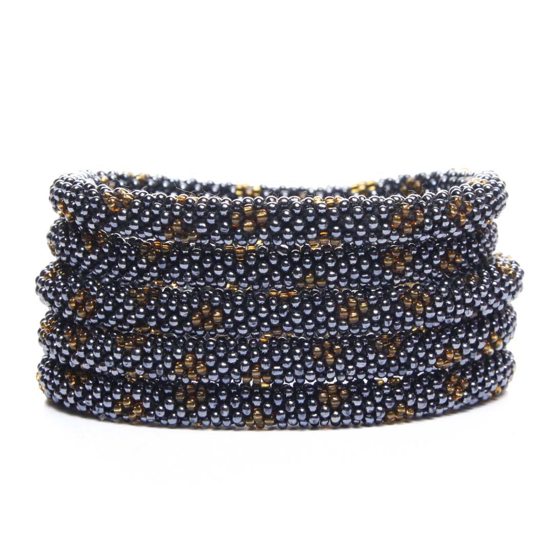 Amber Slate Crochet Beaded Bracelet-1 Stack