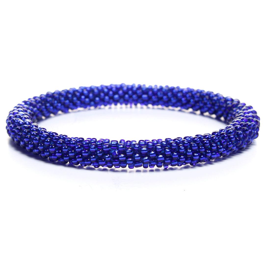 Atlantic Blue Sparkles Bead Bracelet-Front 6.5in