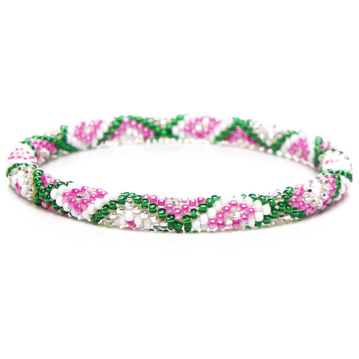 Blooming Christmas Cactus Beaded Bracelet-Front