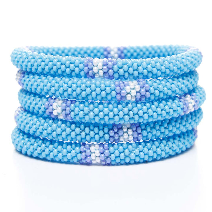 Blue Beach Ball Stripe Bead Bracelet-stack