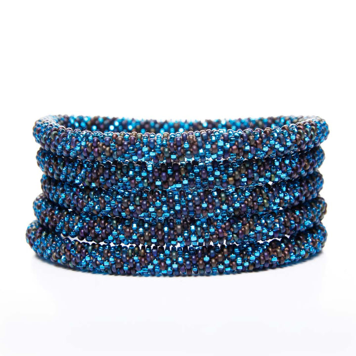 Blue Ocean Sparkles Beaded Bracelet STack