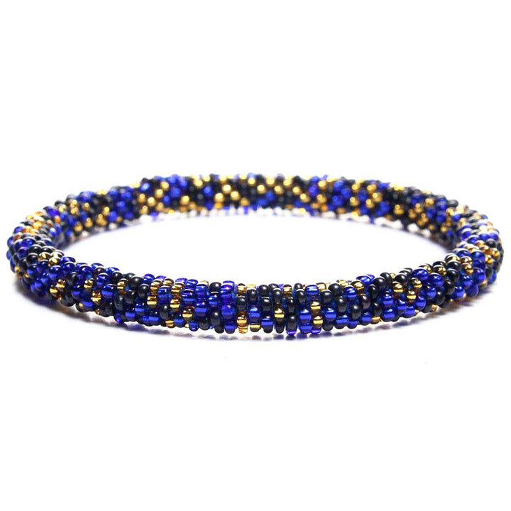 Blue Oyster Bar Confetti Bead Beaded Bracelet Bracelets Blue Gold-Front