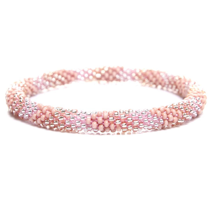 Blush Pink Sparkles Crochet Beaded Bracelet