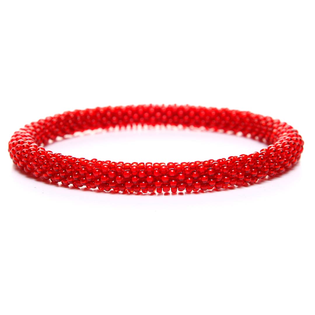 Bright Cherry Red Beaded Bracelet