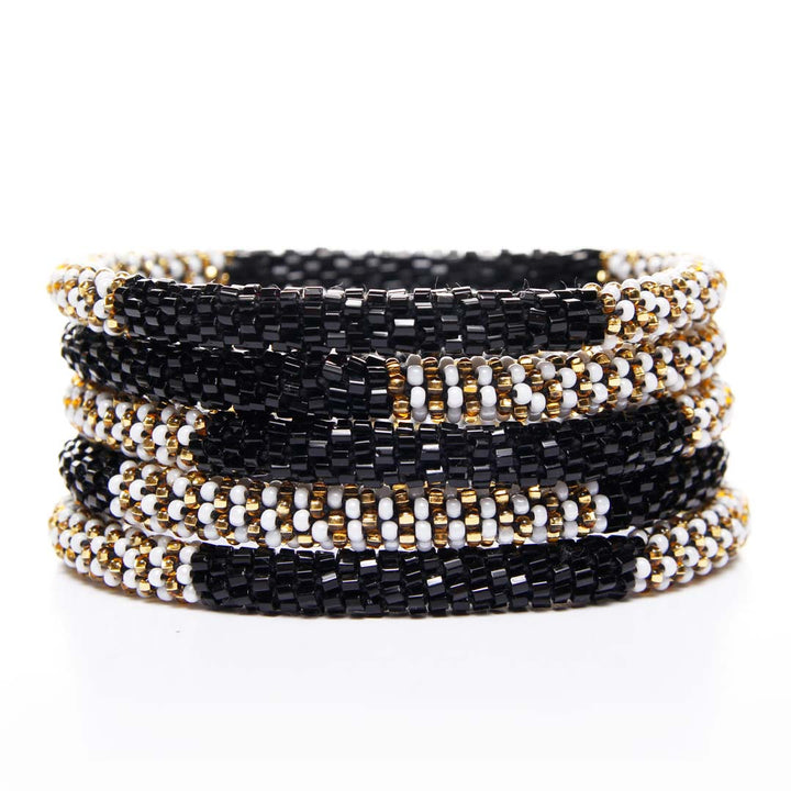 Broadway Gold Stripe Beaded Bracelet stack