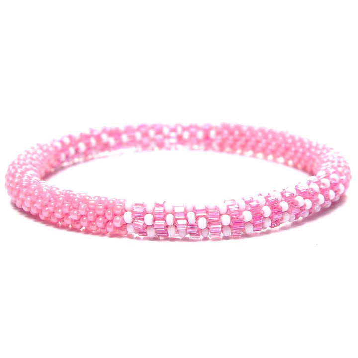 Pink Bubble Gum Stripe Beaded Bracelet-front