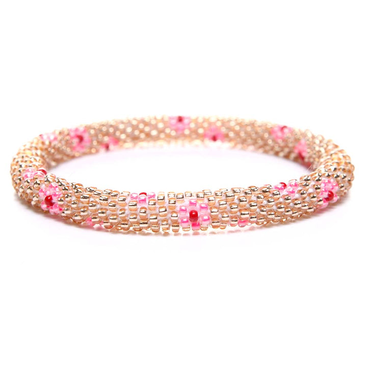 Champagne Daisy Garden  Beaded Bracelet