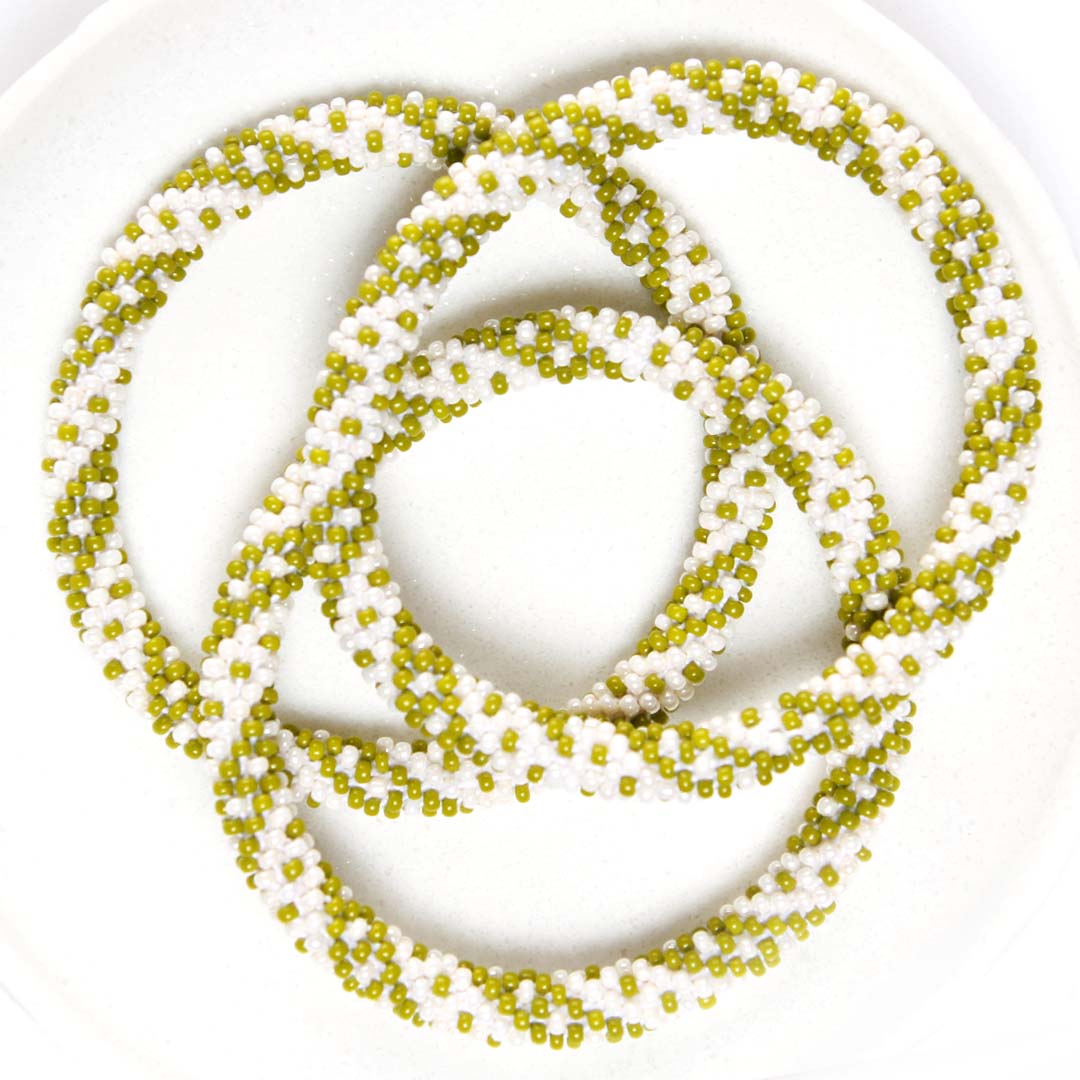 Chartreuse Pearl Twist Beaded Bracelet-top