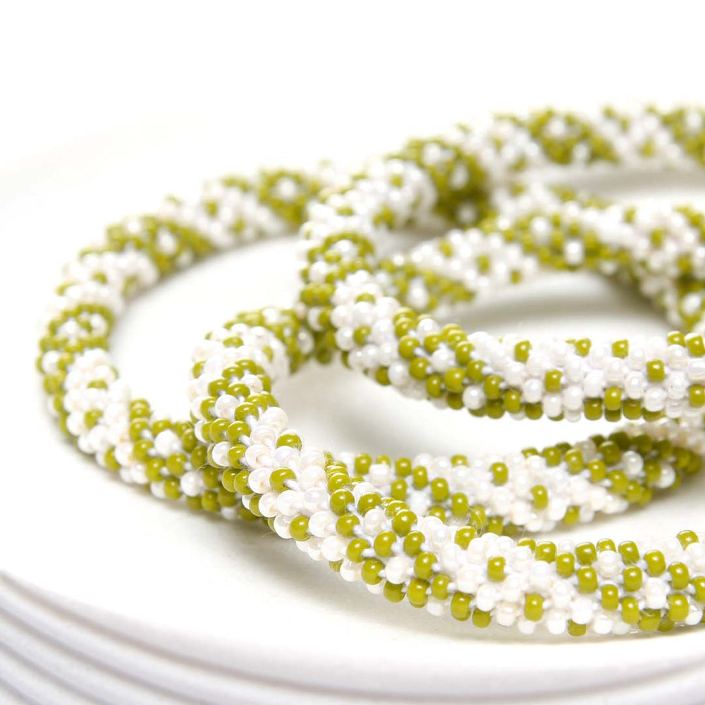 Chartreuse Pearl Twist Beaded Bracelet-side