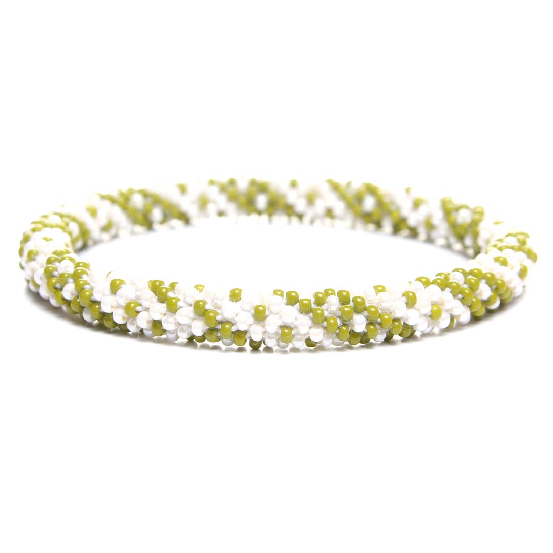 Chartreuse Pearl Twist Crochet Beaded Bracelet-1