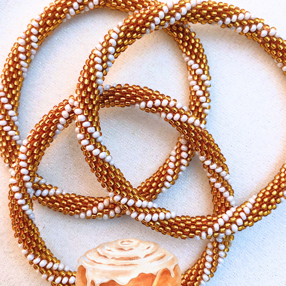 Cinnamon Roll Handmade Czech Glass Bead Bracelet Bracelets for Women Art Jewelry