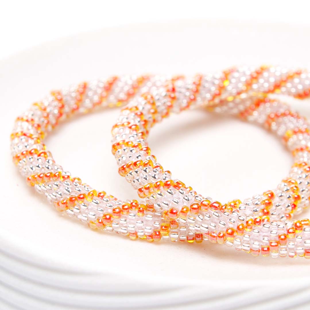 Coral Crystal Twist Beaded Bracelet