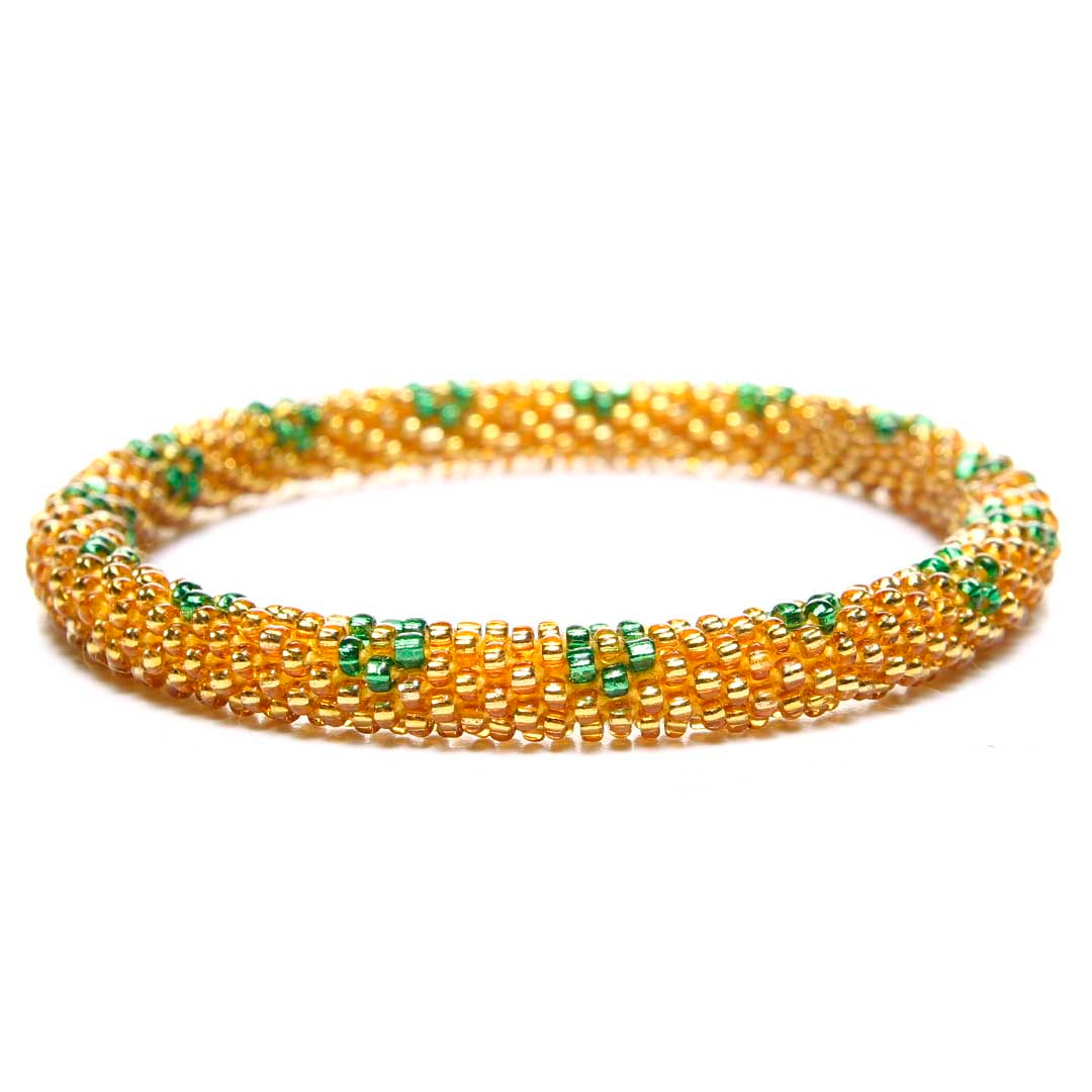 Emerald Daisies Bead Bracelet