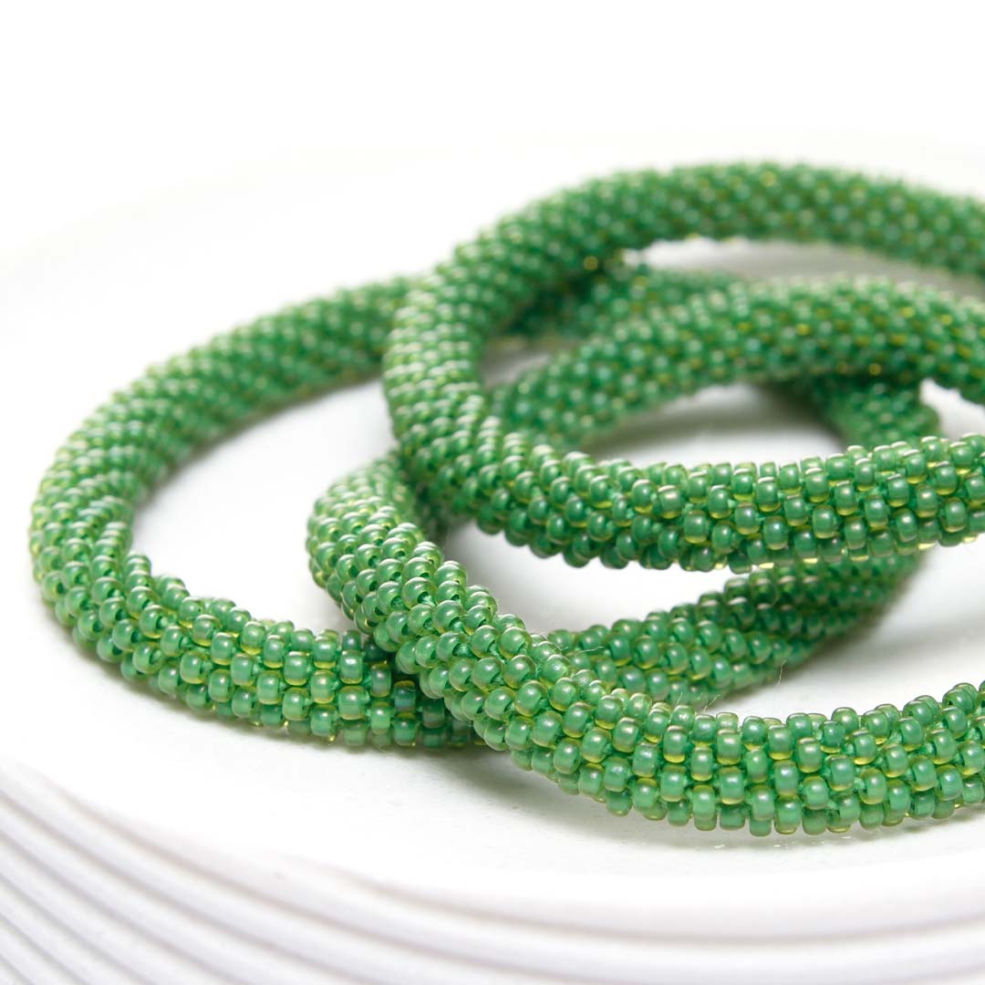 Frosted Basil Beaded Bracelet Side