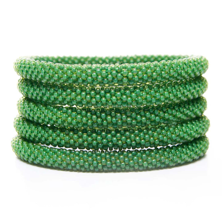 Frosted Basil Beaded Bracelet Stack