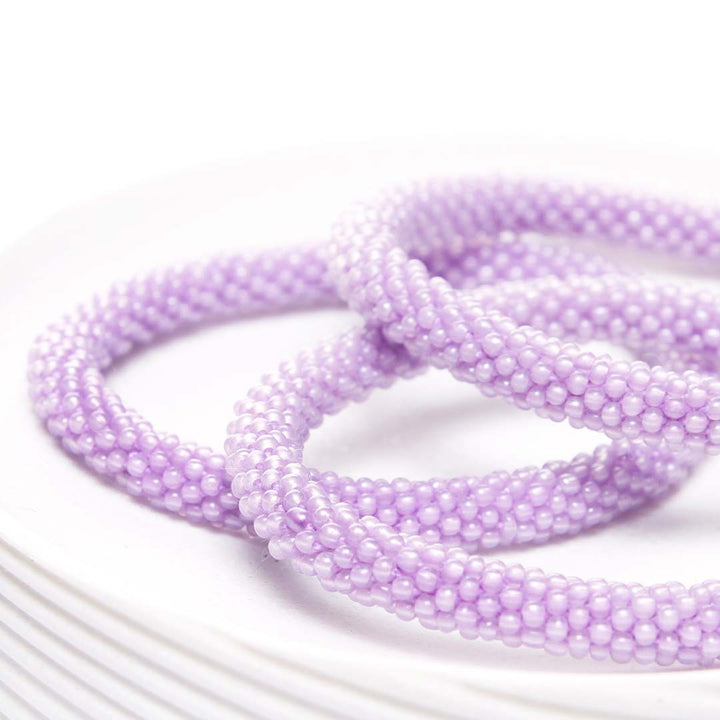 Frosted Lavender Beaded Bracelet-Side