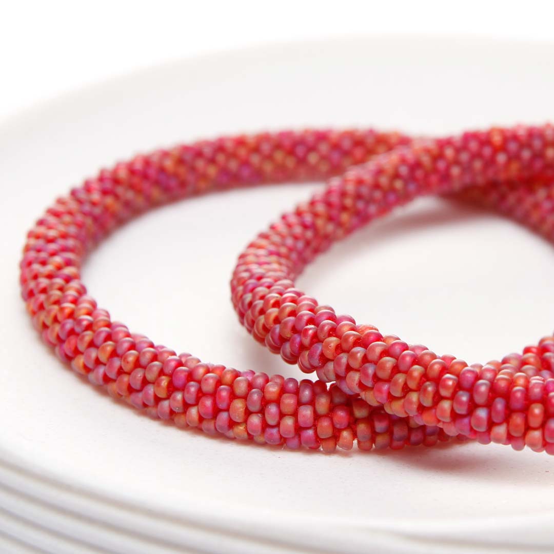 Frosted Sangria Beaded Bracelet