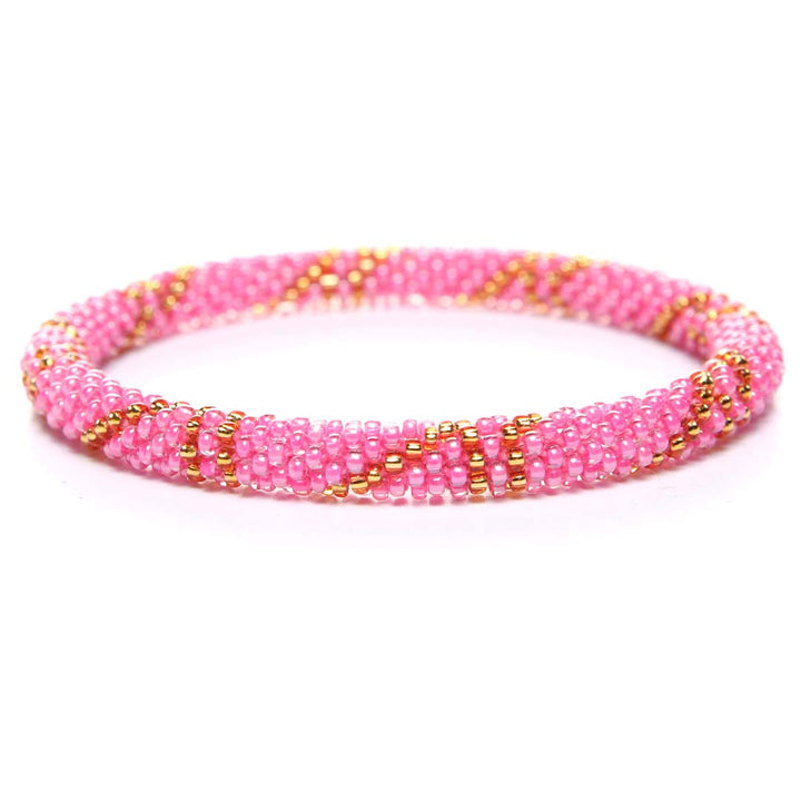 Glossy Pink Twist Beaded Bracelet