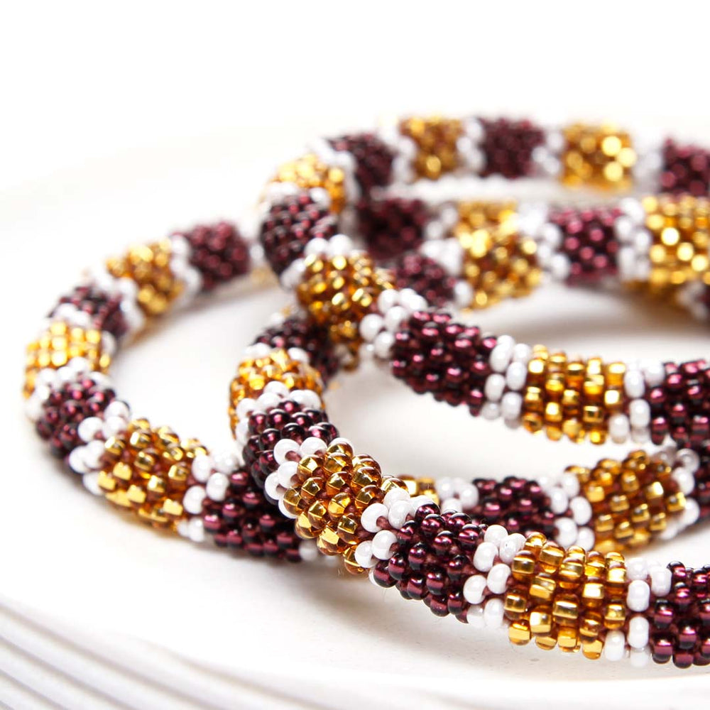 Golden Raisin Stripe Beaded Bracelet-side