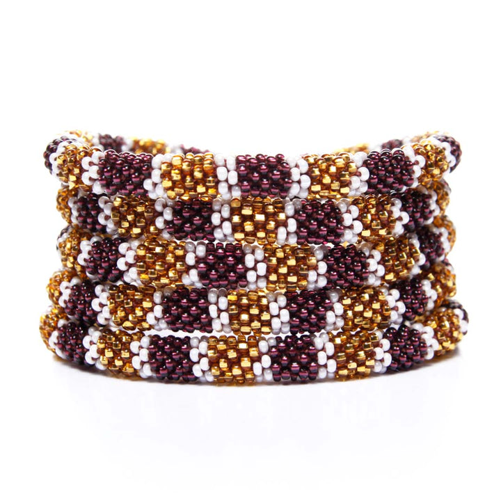 Golden Raisin Stripe Beaded Bracelet-stack